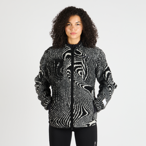 Topographic Jacquard Iceland Fleece Jacket, Unisex - Black/White