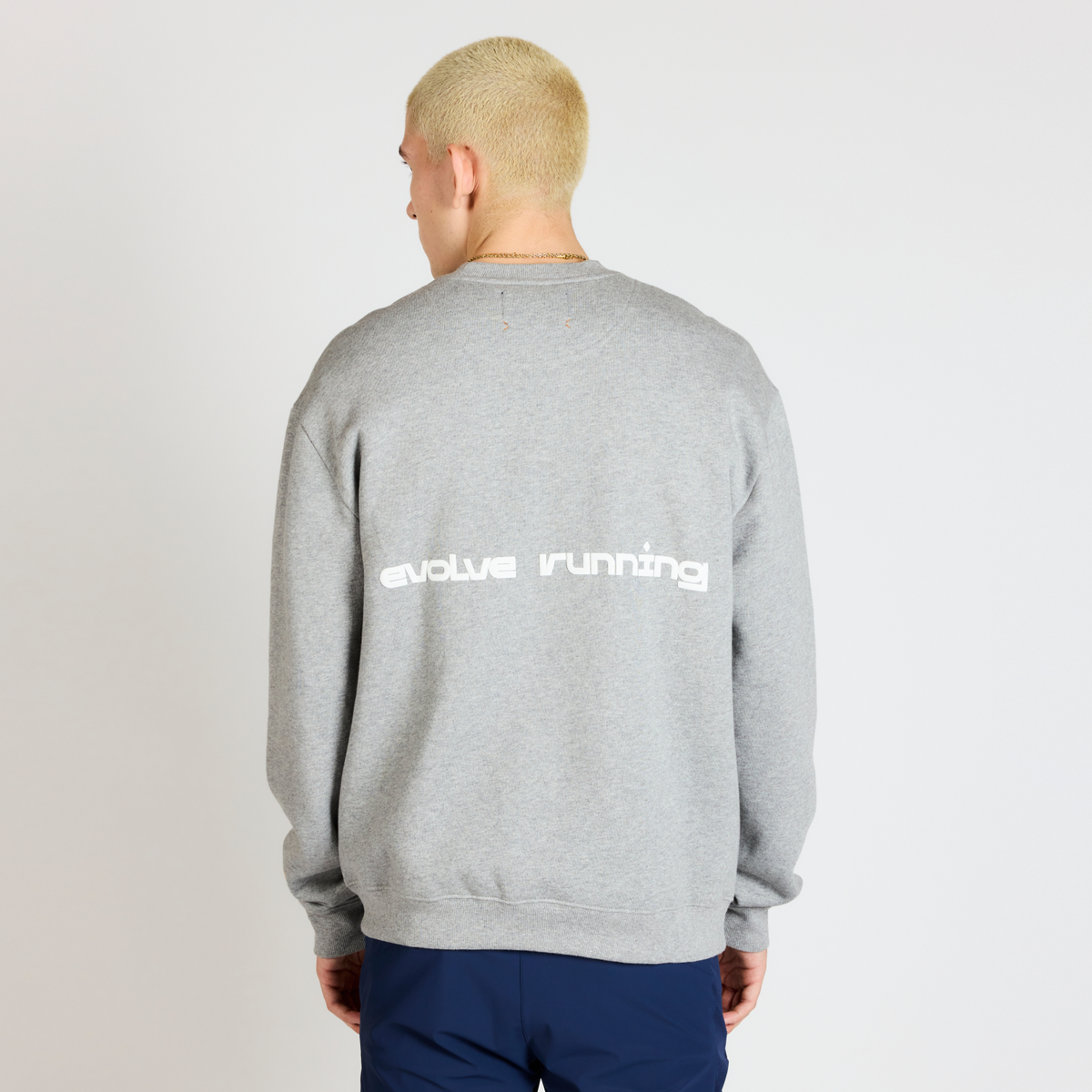 Cotton Fleece Evolve Running Crewneck - Heather Grey