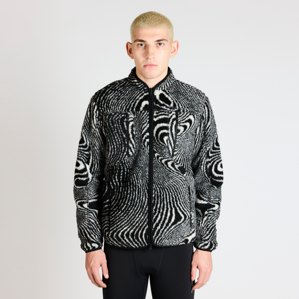 Topographic Jacquard Iceland Fleece Jacket, Unisex - Black/White