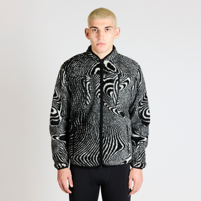 Topographic Jacquard Iceland Fleece Jacket, Unisex - Black/White