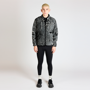 Topographic Jacquard Iceland Fleece Jacket, Unisex - Black/White