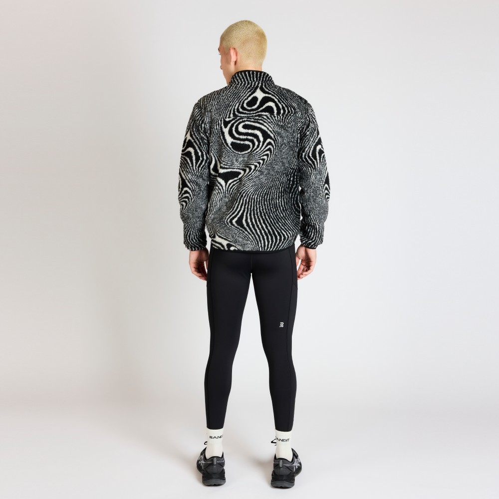 Topographic Jacquard Iceland Fleece Jacket, Unisex - Black/White