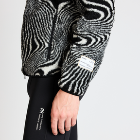 Topographic Jacquard Iceland Fleece Jacket, Unisex - Black/White