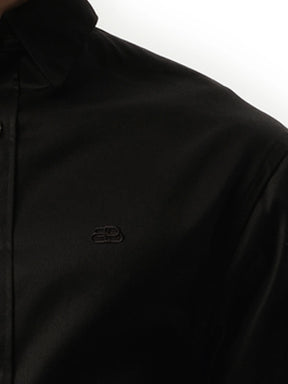 Pulled Long Sleeve Shirt in Black