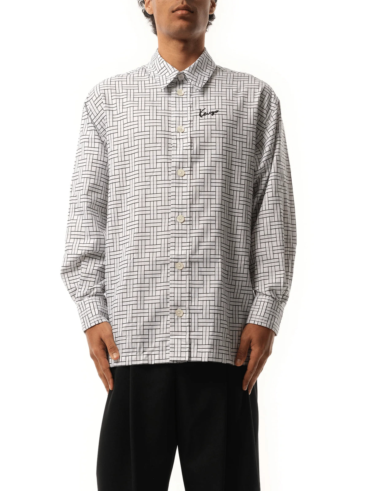 Kenzo Weave Oversized Shirt in White