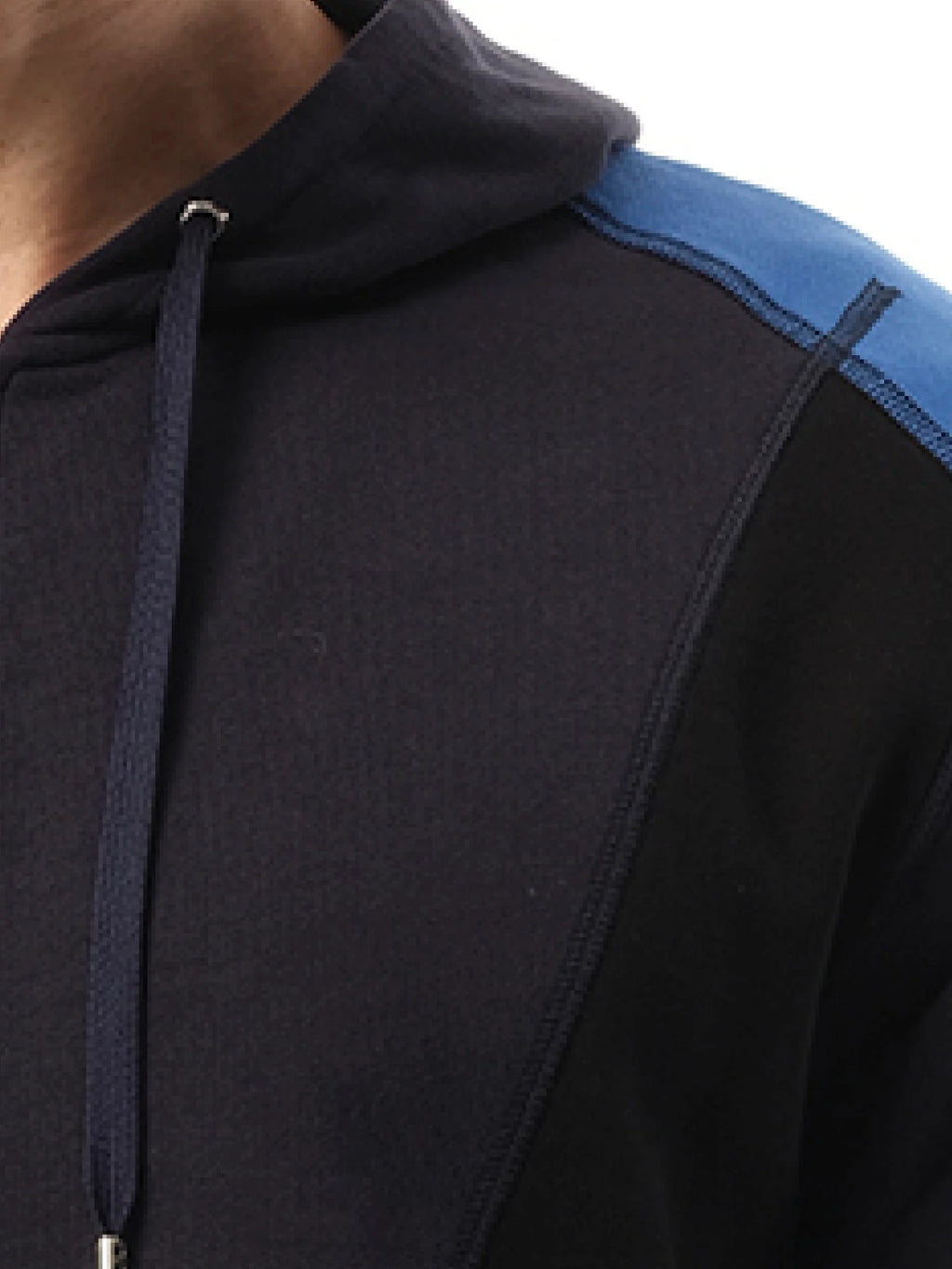 Patchwork Hoodie in Navy