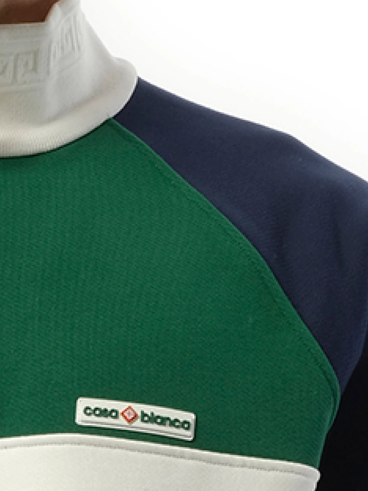 Quarter Zip Colourblock Sweatshirt in Green/Navy/White