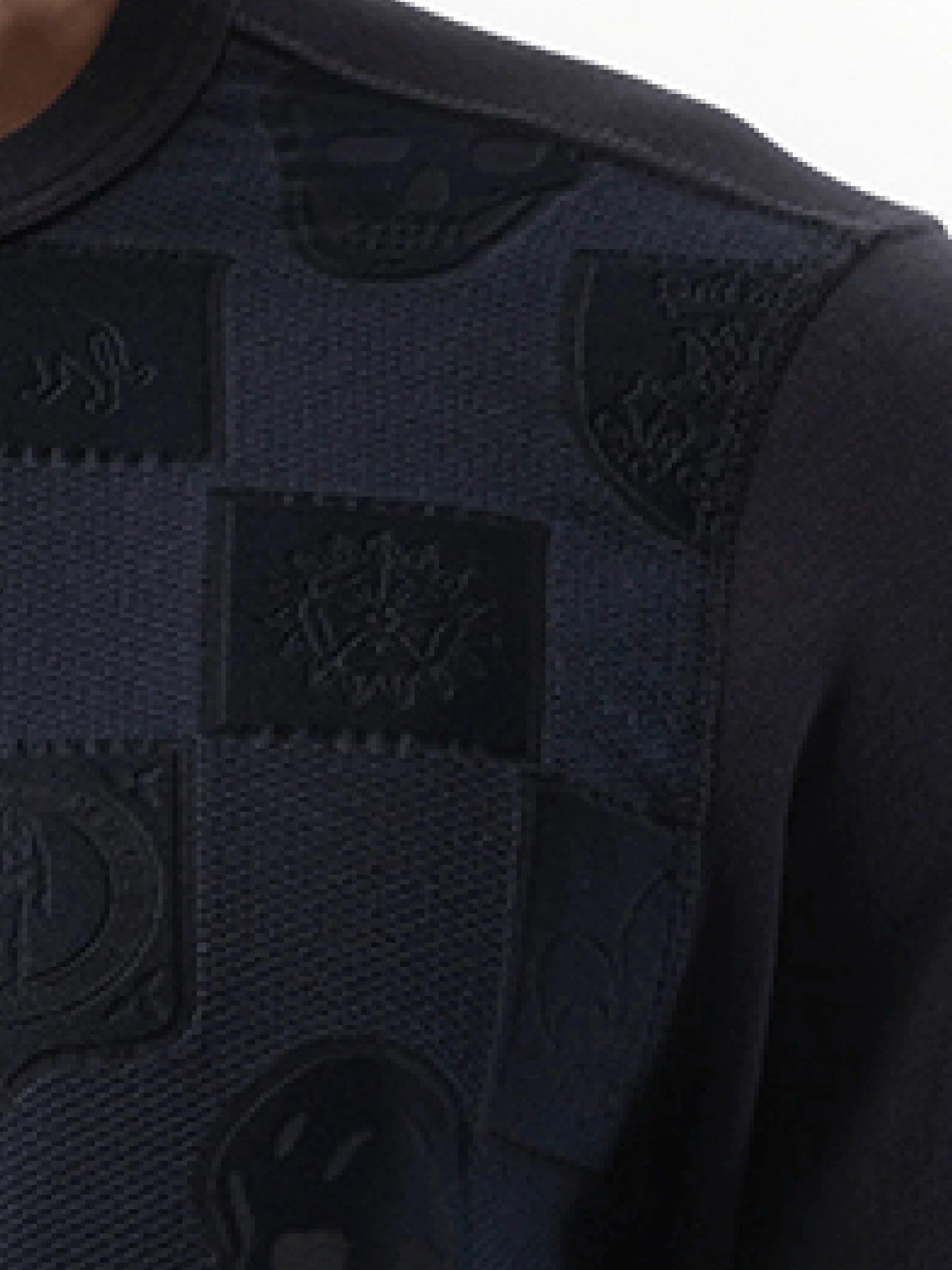 Jacquard Front Sweatshirt in Navy