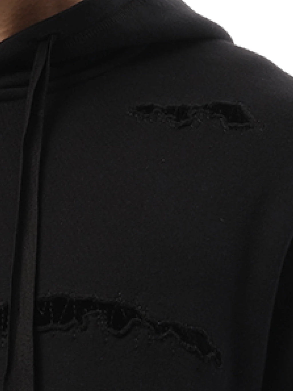 Shredded Hoodie in Black