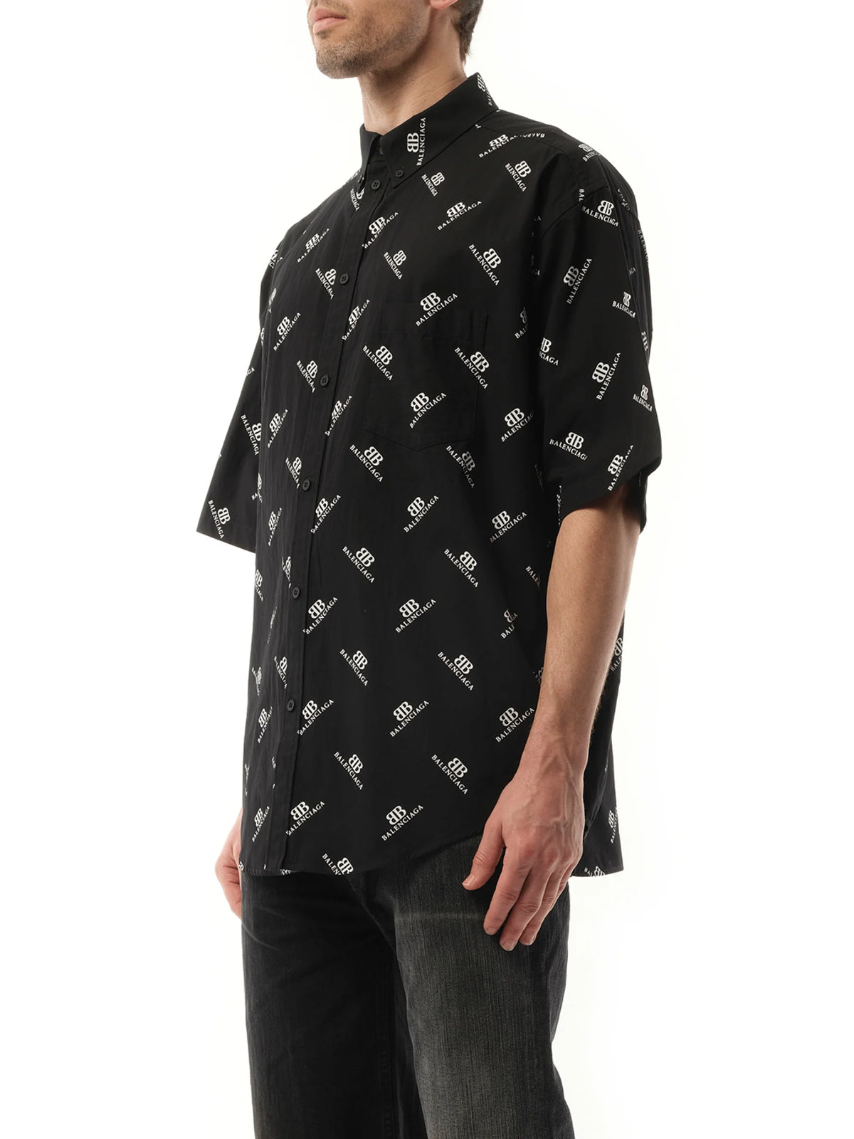 Monogram S/S Large Fit Shirt in Black/White