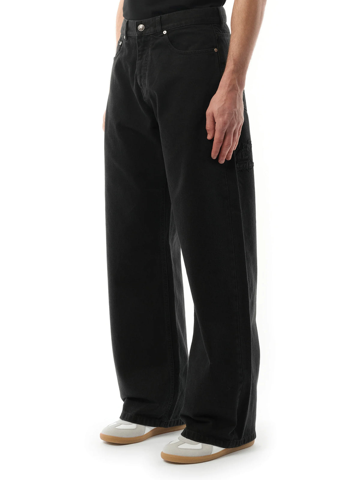 Monogram Loose Denim Pants in Black/Black