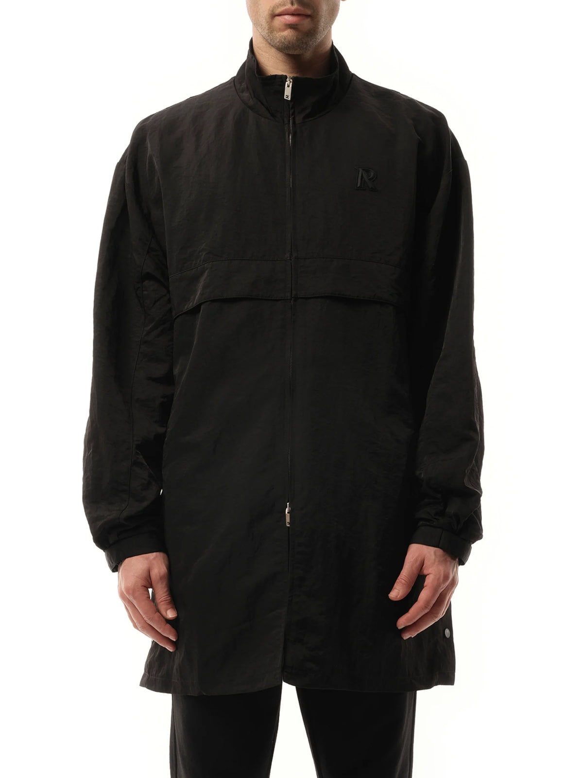 Nylon Track Jacket in Jet Black