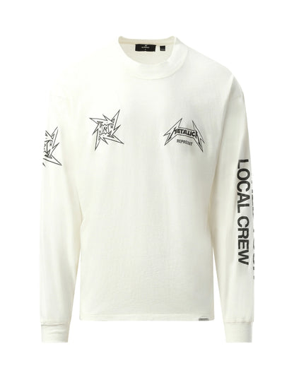 Metallica 40 Year Anniversary Long Sleeve T-Shirt in Flat White