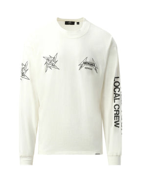 Metallica 40 Year Anniversary Long Sleeve T-Shirt in Flat White