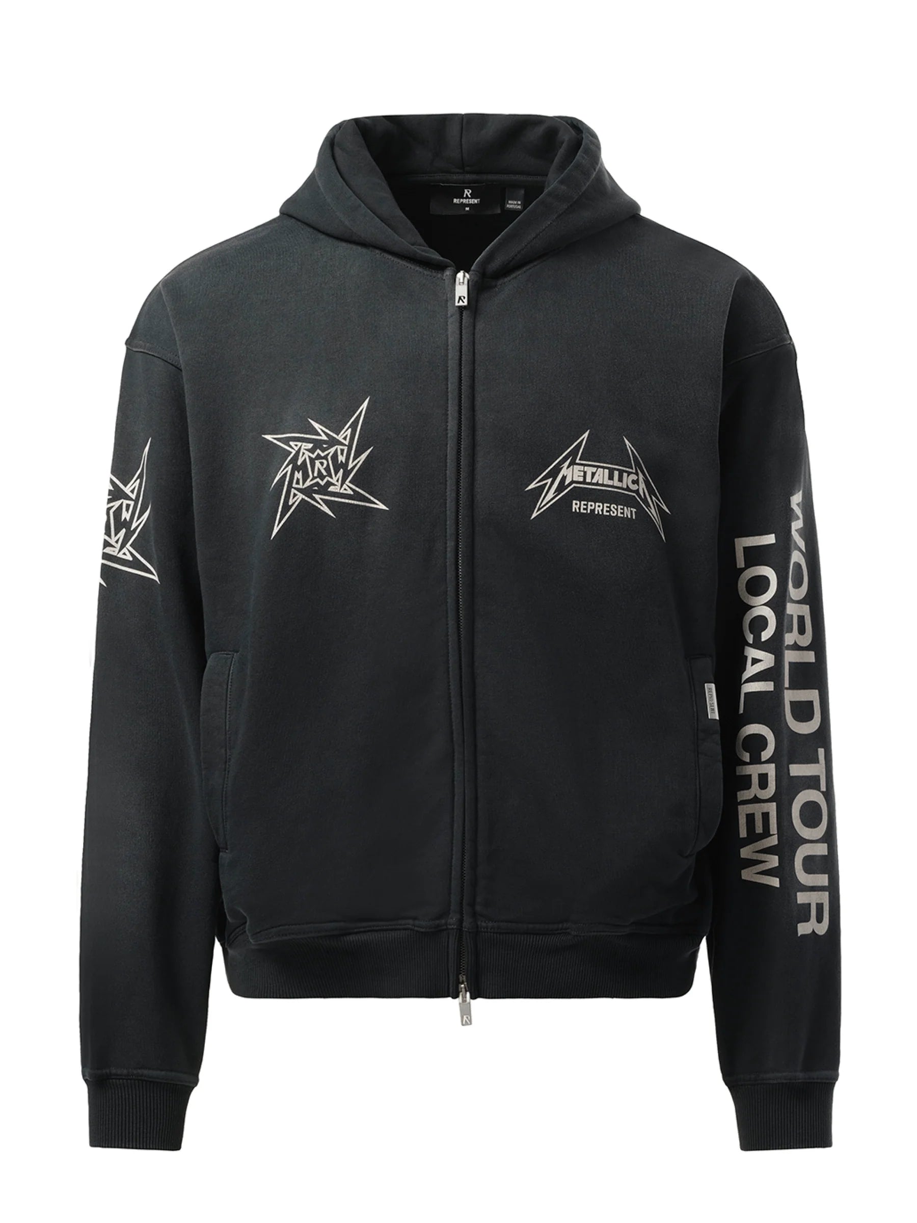 Metallica 40 Year Anniversary Zip-Up Hoodie in Stained Black