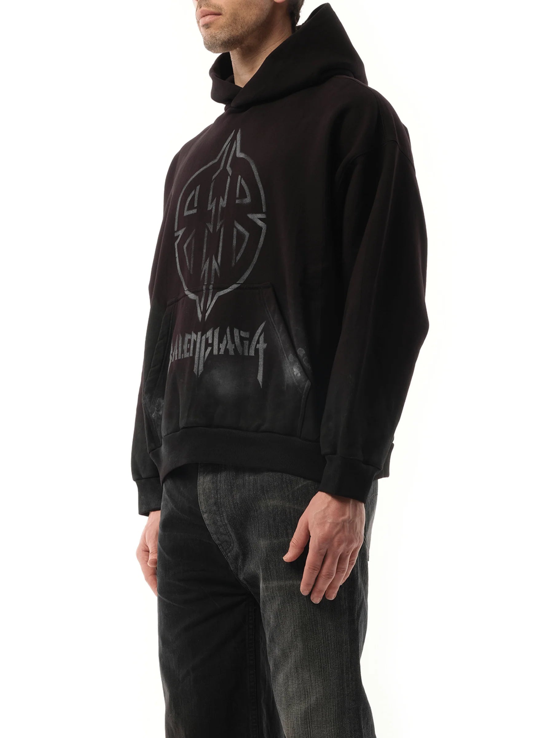 BB Logo Painted Hoodie in Black