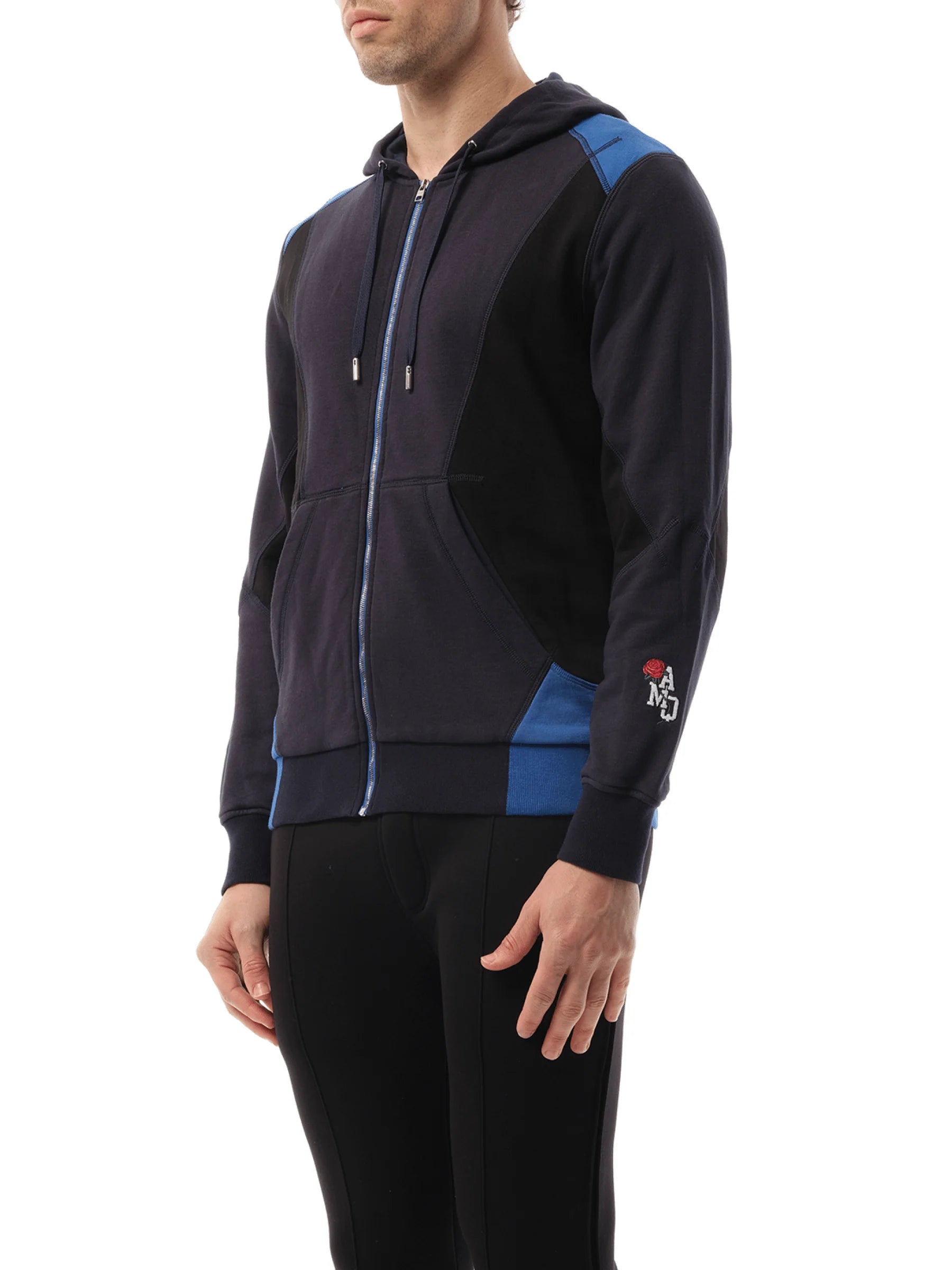 Patchwork Hoodie in Navy