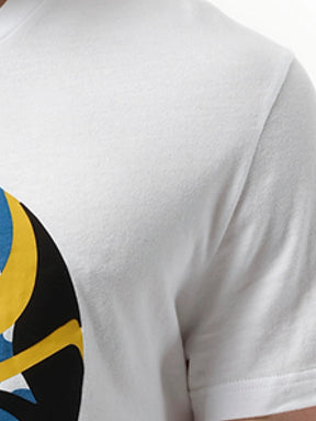 Abstract Yellow Skull T-Shirt in White