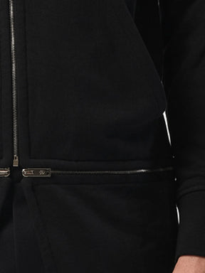 Zip Long Hoodie in Black