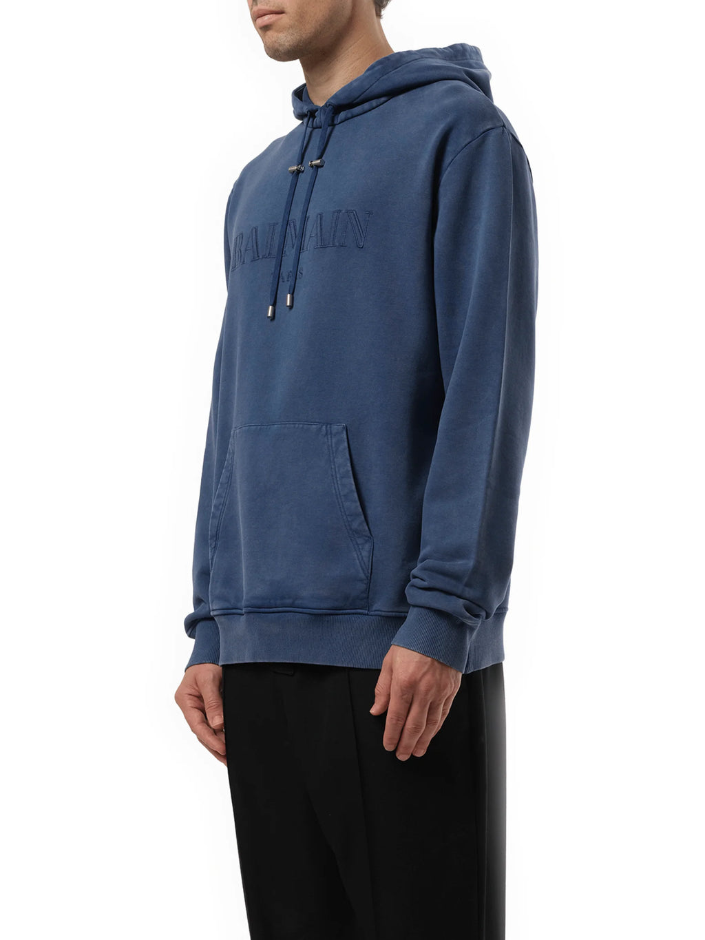 Balmain Vintage Emb Hoodie in Blue