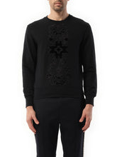 Velvet Embroidered Sweatshirt in Black
