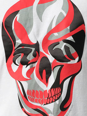 Abstract Red Skull T-Shirt in White