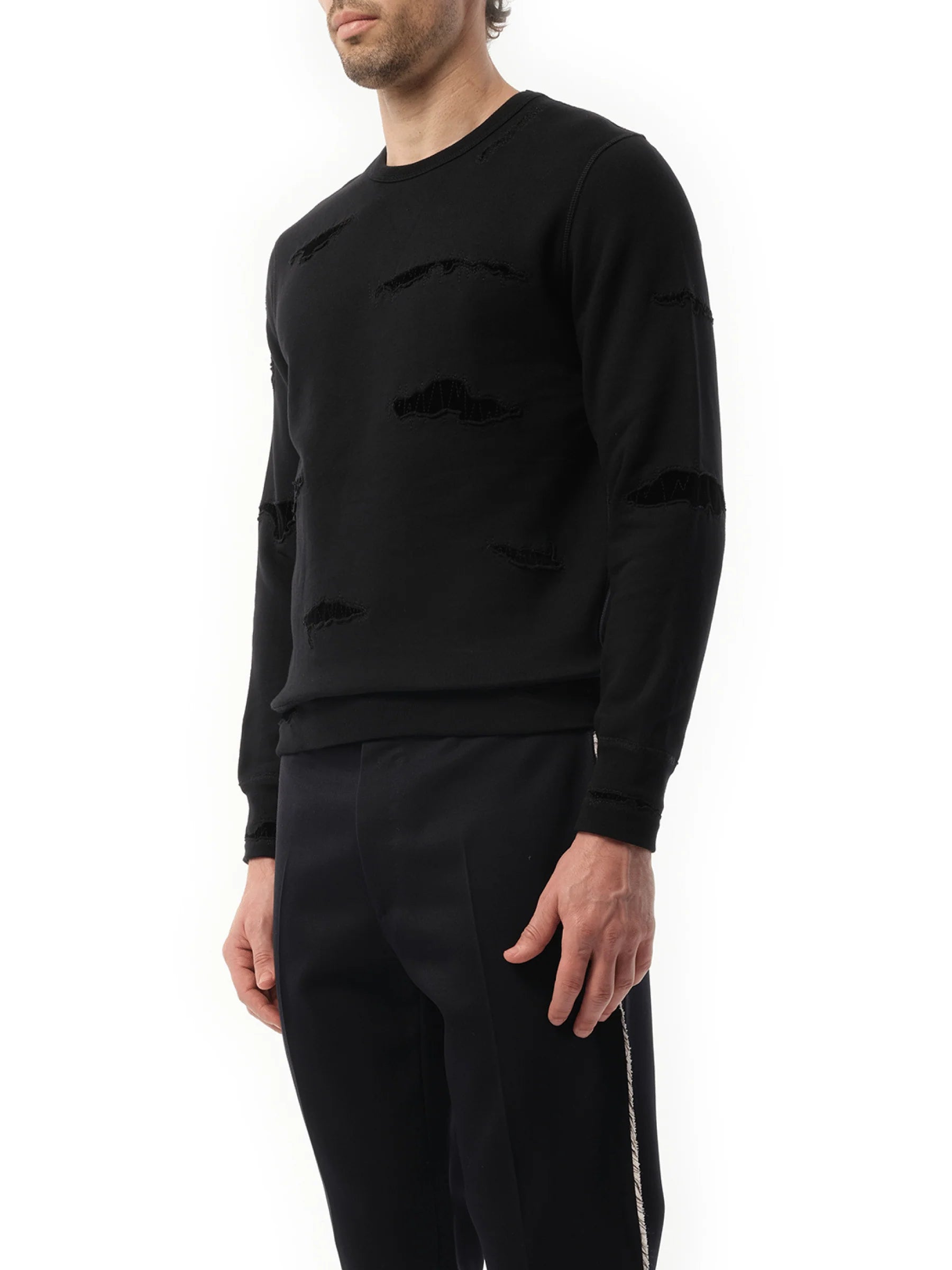 Shredded Sweatshirt in Black