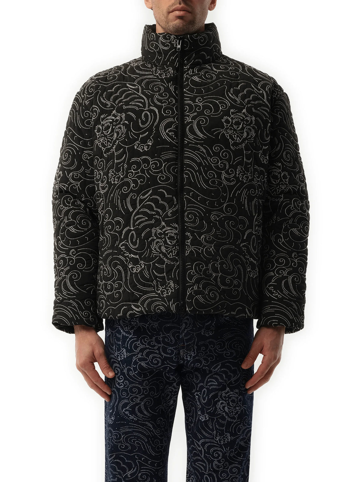Kenzo Star Tiger Down Jacket in Black