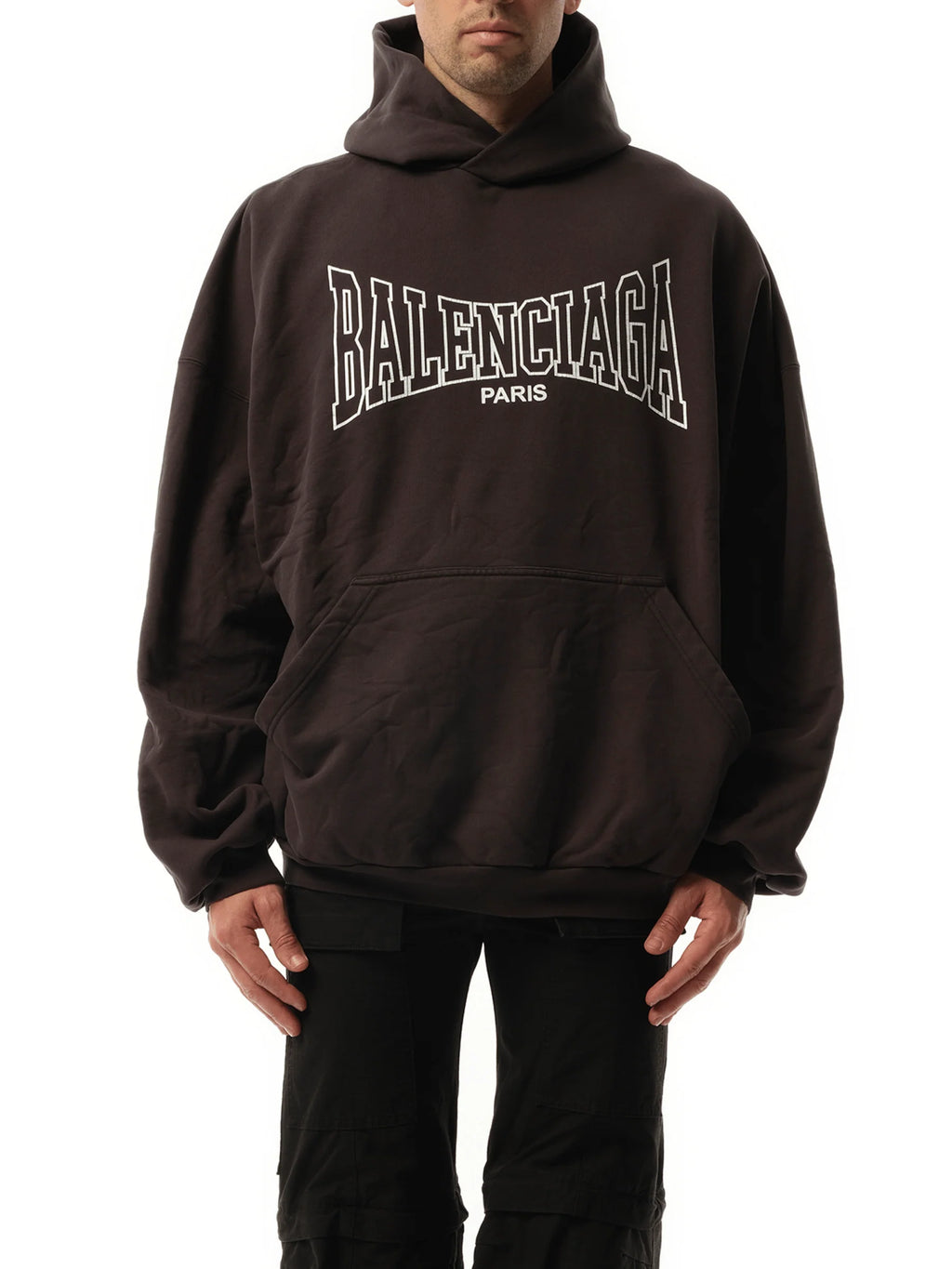 Balenciaga Boxing Large Fit Hoodie in Washed Black
