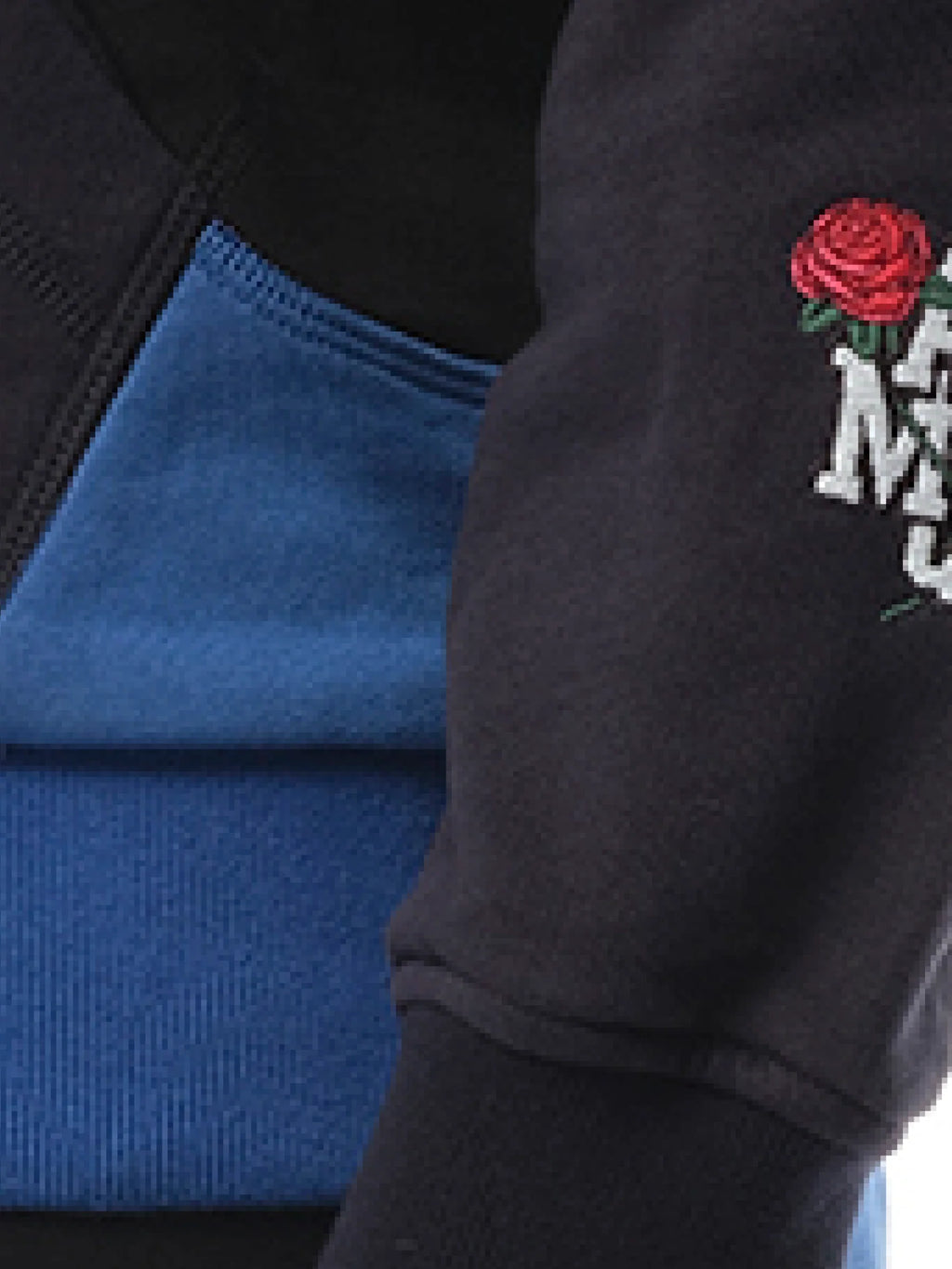 Patchwork Hoodie in Navy