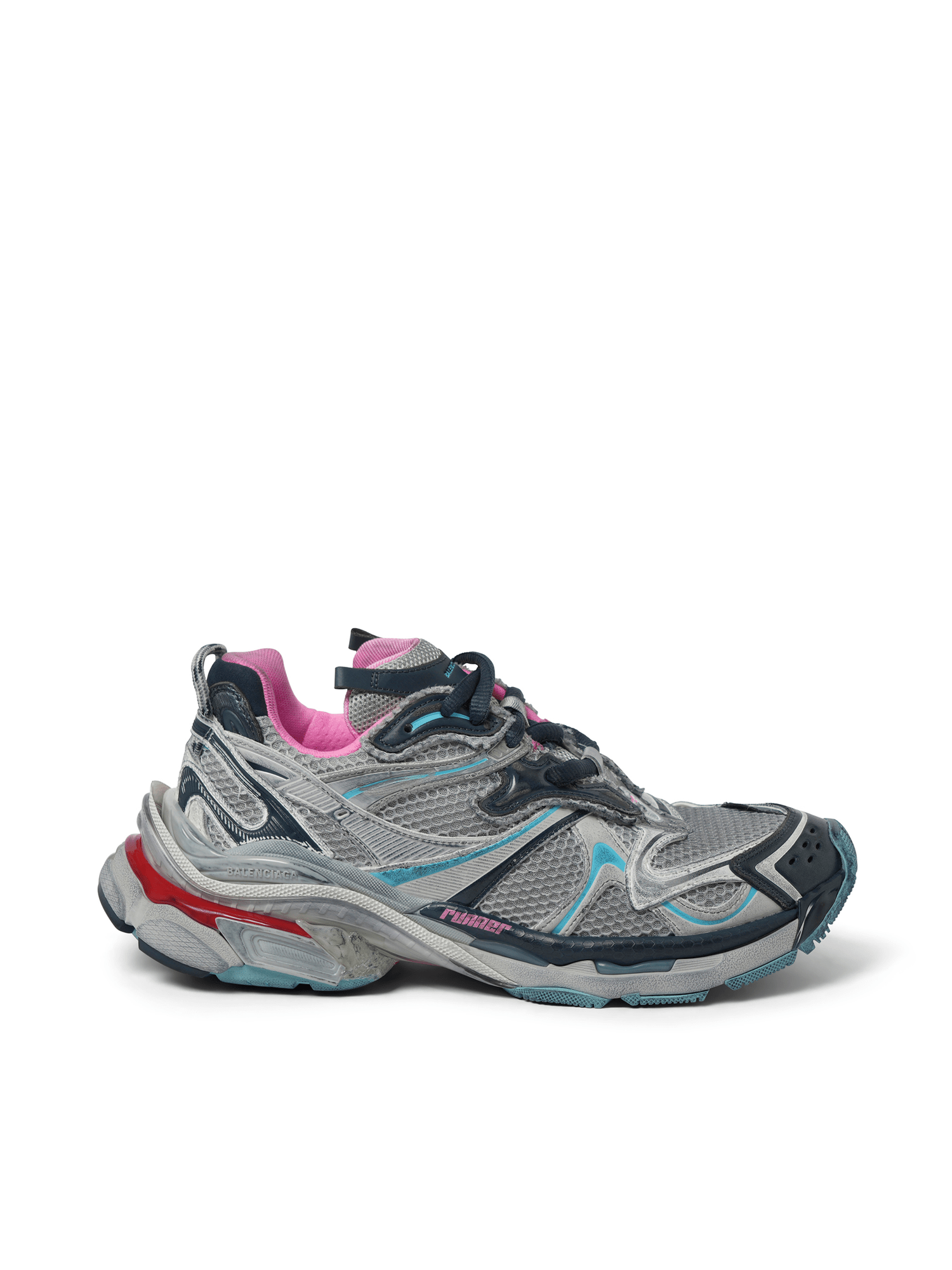BALENCIAGA Runner 2 Sneaker in Grey/Blue/Pink/Red
