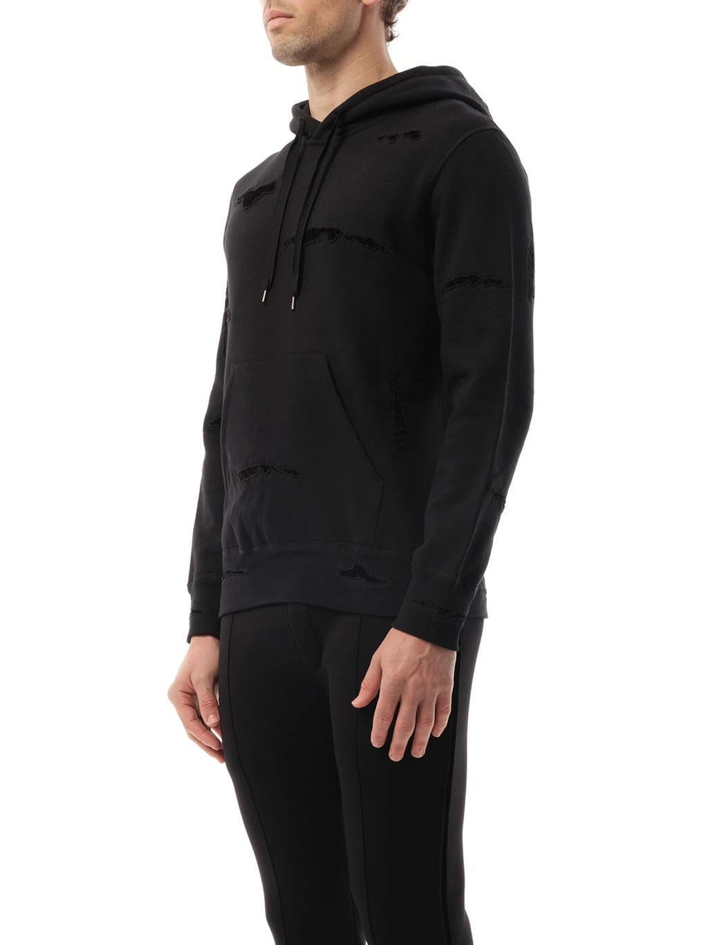 Shredded Hoodie in Black