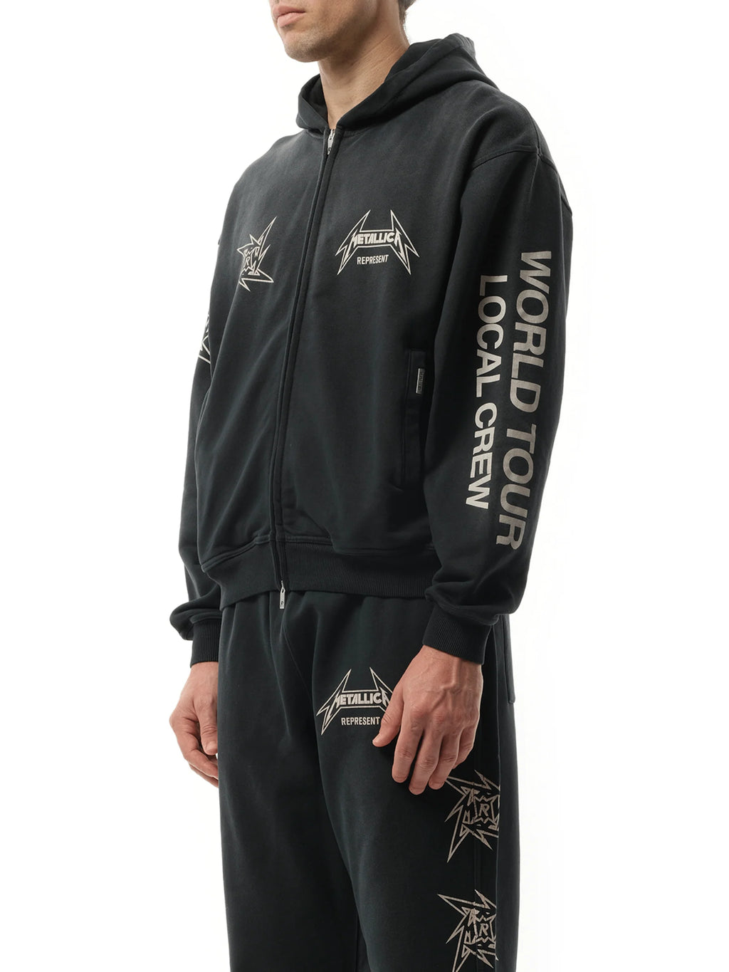 Metallica 40 Year Anniversary Zip-Up Hoodie in Stained Black