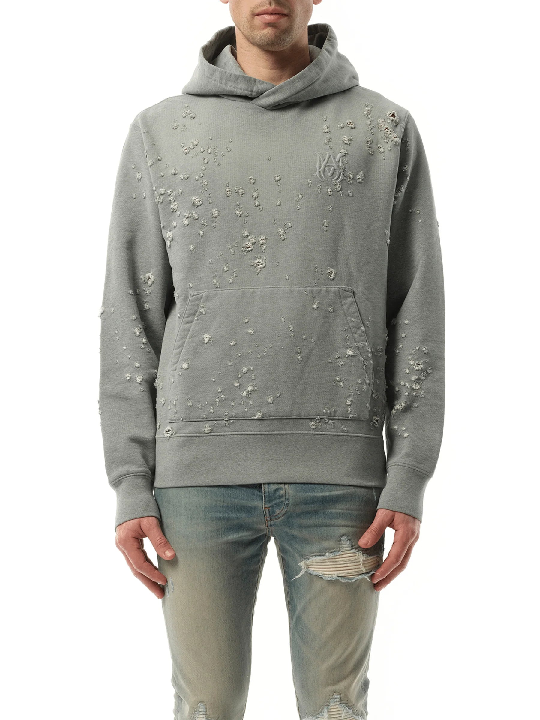 MA Shotgun Embroidered Hoodie in Grey