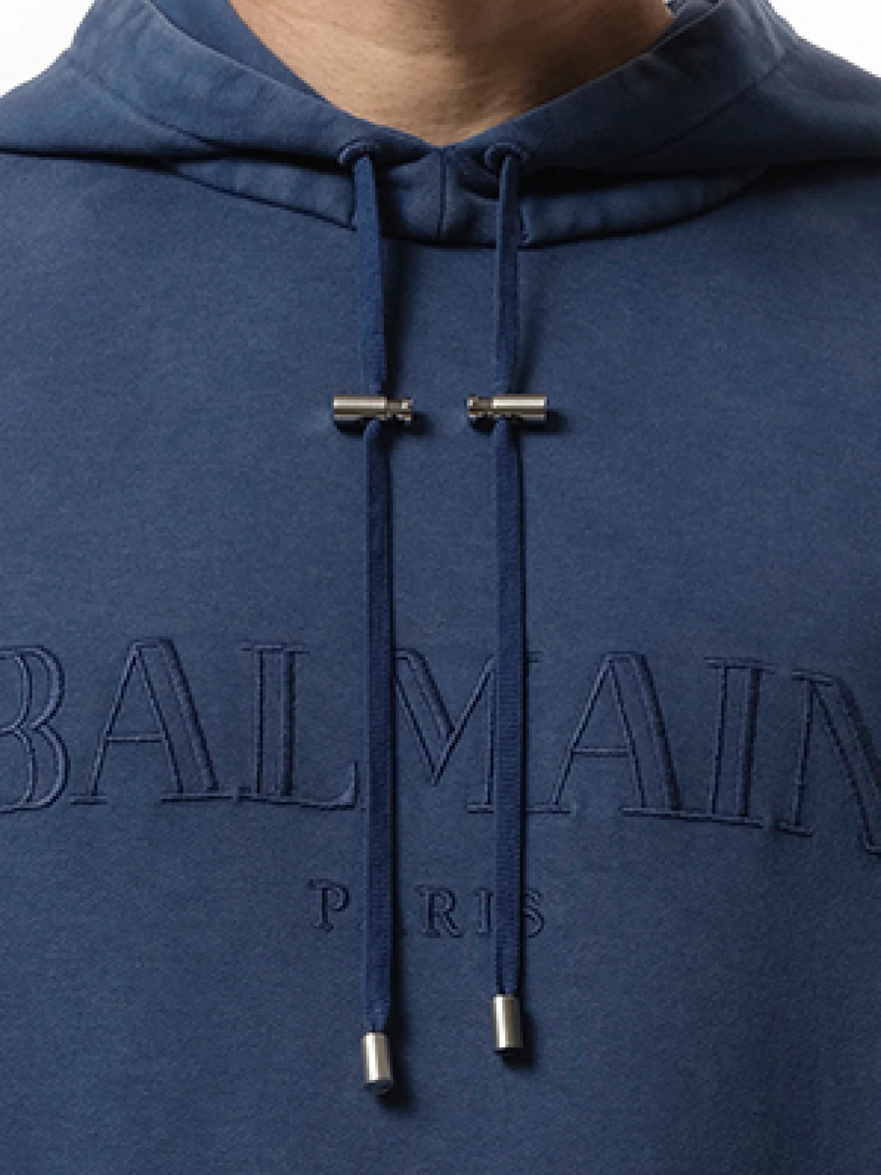 Balmain Vintage Emb Hoodie in Blue