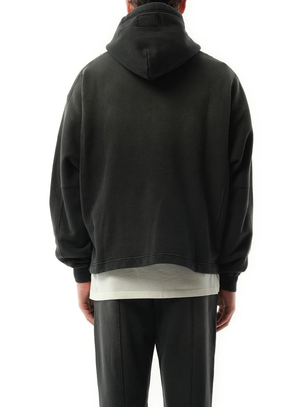 Step Hem Hoodie in Stained Black