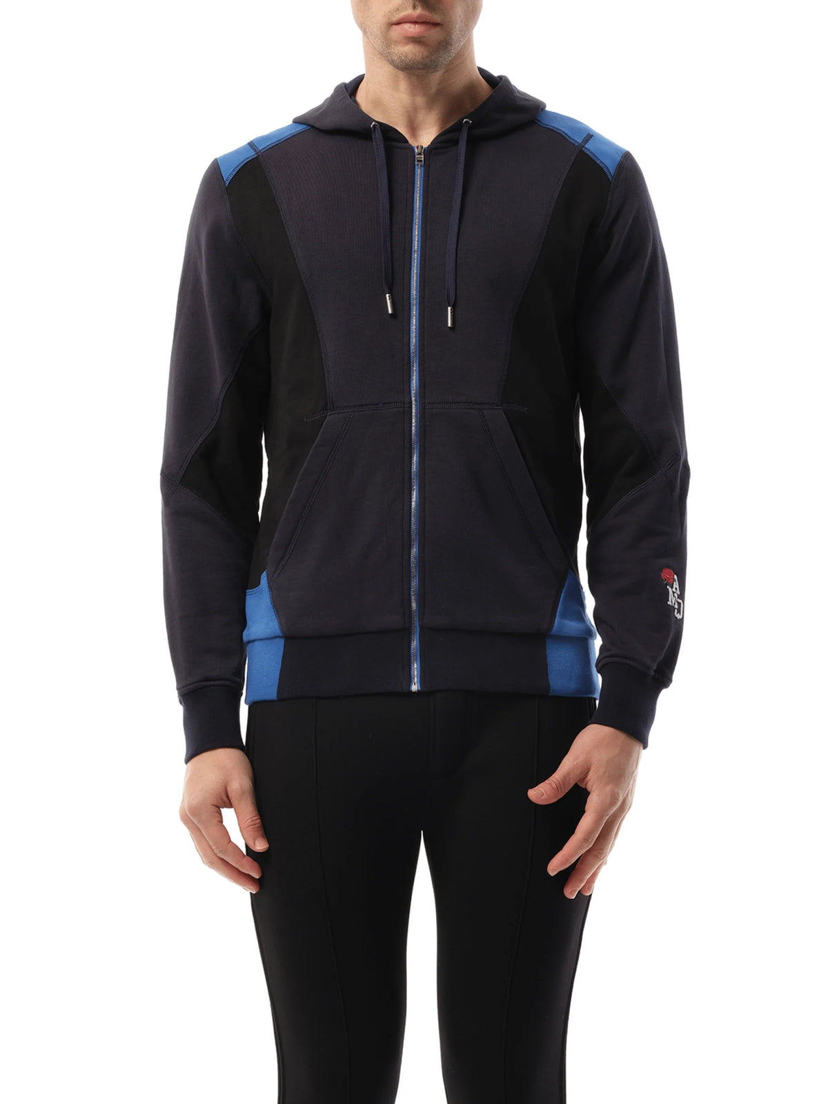 Patchwork Hoodie in Navy
