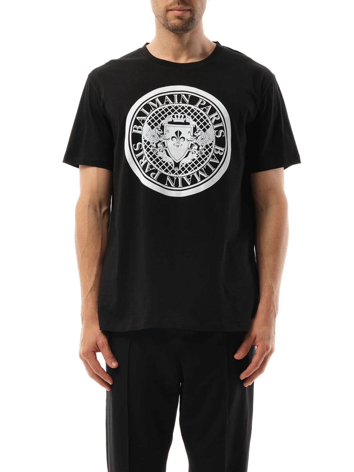 Coin Flock Reg Fit T-Shirt in Black/White