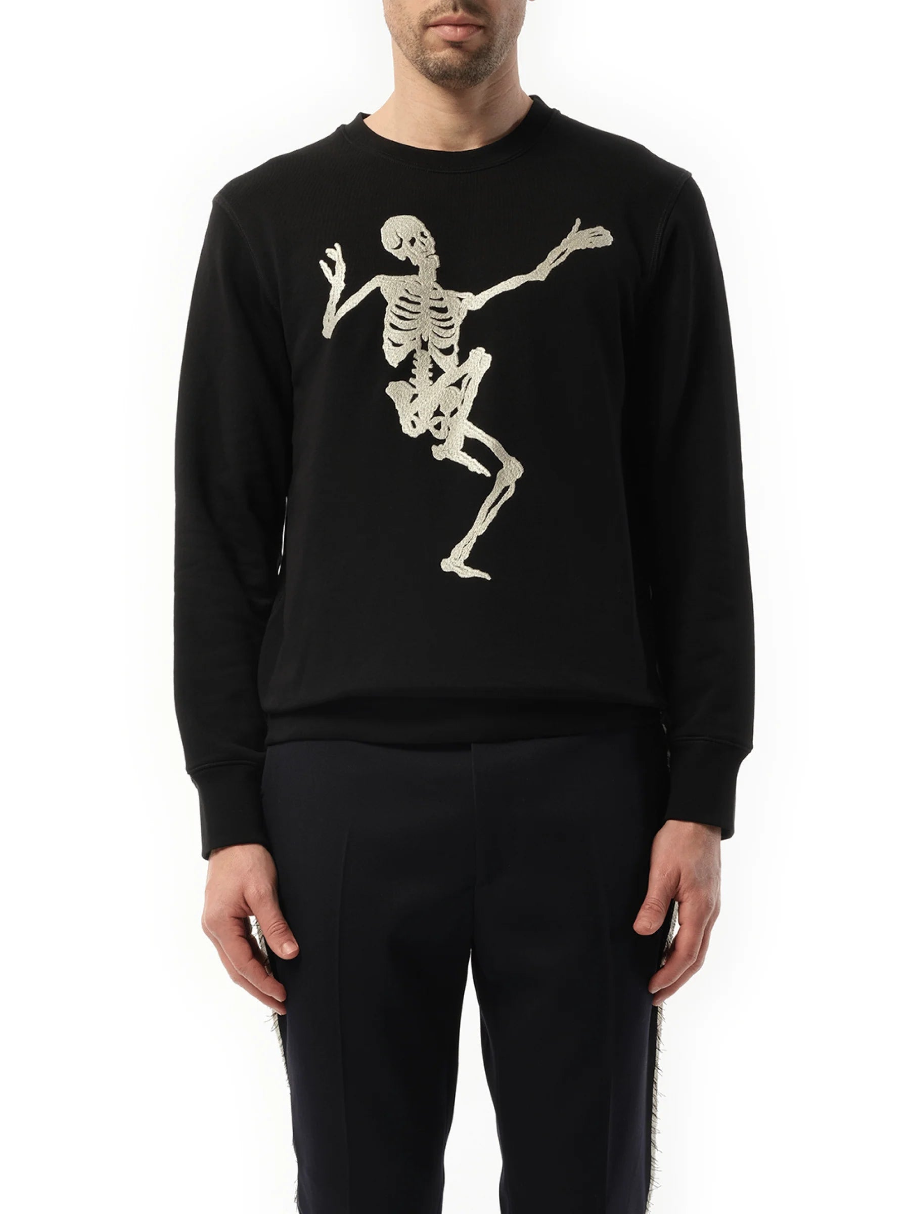 Skeleton Embroidered Sweatshirt in Black
