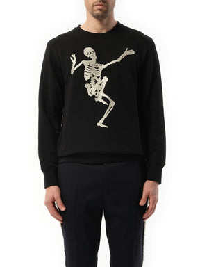 Skeleton Embroidered Sweatshirt in Black