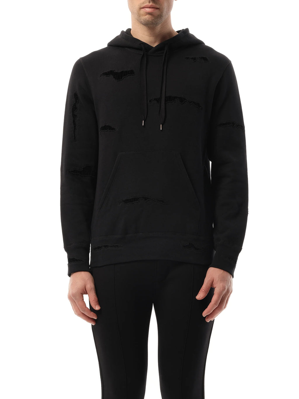 Shredded Hoodie in Black