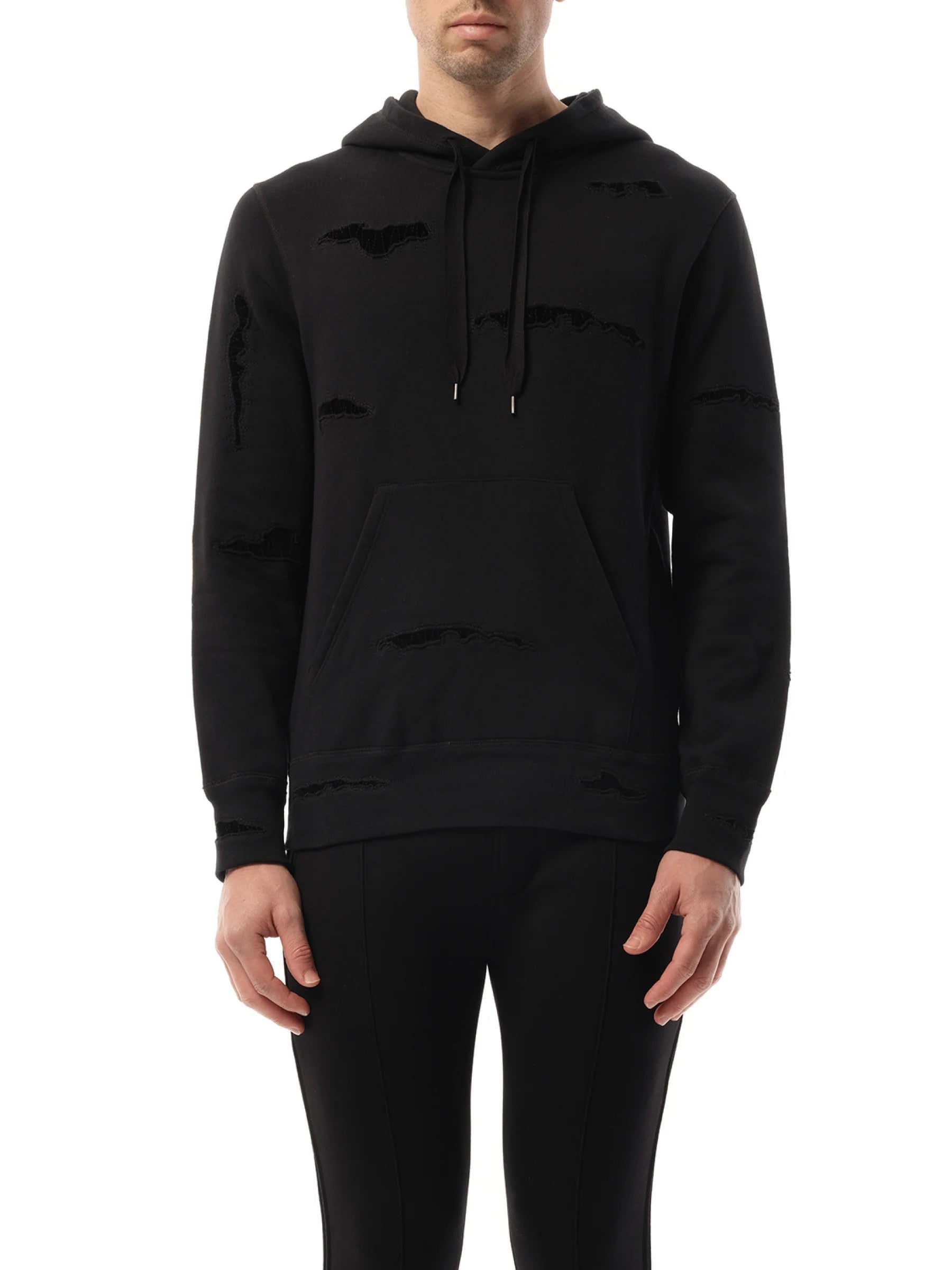 Shredded Hoodie in Black