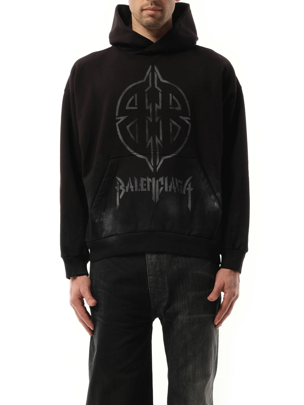 BB Logo Painted Hoodie in Black