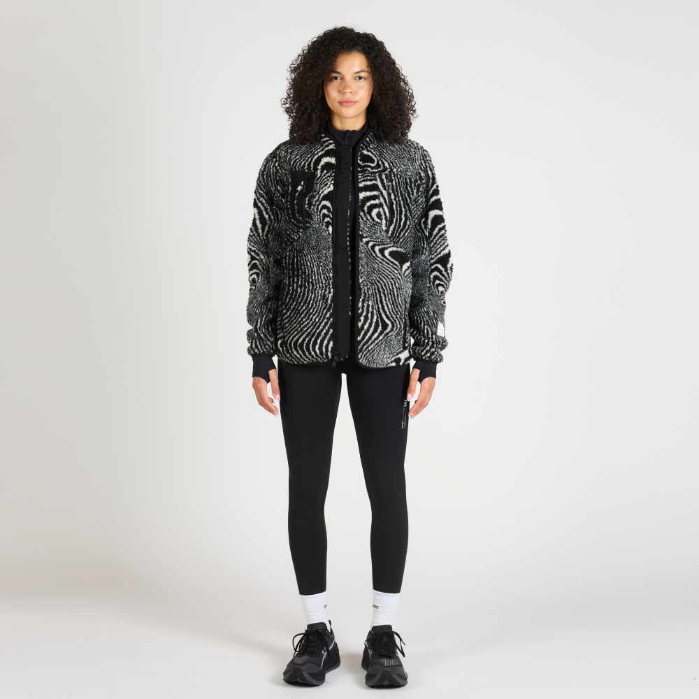 Topographic Jacquard Iceland Fleece Jacket, Unisex - Black/White