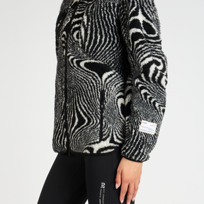 Topographic Jacquard Iceland Fleece Jacket, Unisex - Black/White