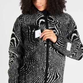Topographic Jacquard Iceland Fleece Jacket, Unisex - Black/White