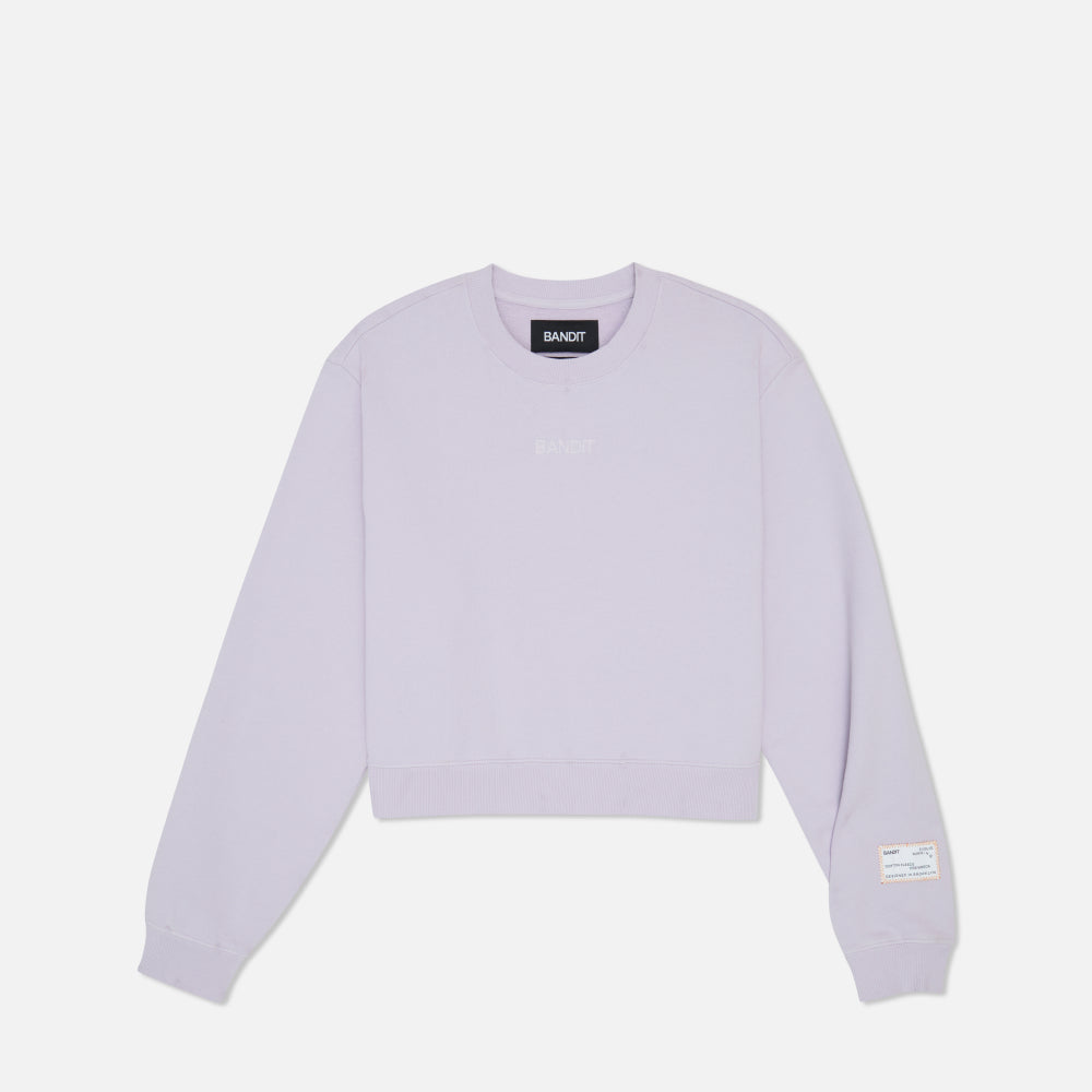 Cotton Fleece Women's Cropped Crewneck - Light Thistle