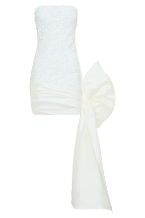 Franka Strapless Bow Mini Dress - White