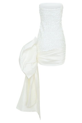 Franka Strapless Bow Mini Dress - White