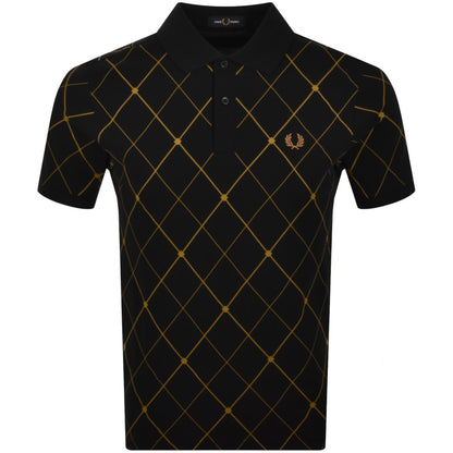Fred Perry Argyle Print Polo Black